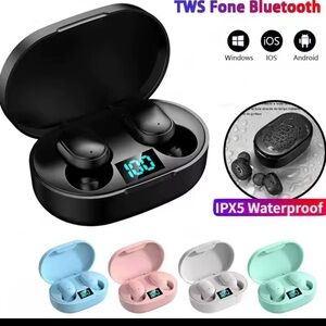 Wireless Bluetooth Earbuds with LED Charging Case - Black